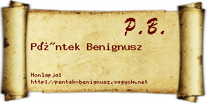 Péntek Benignusz névjegykártya